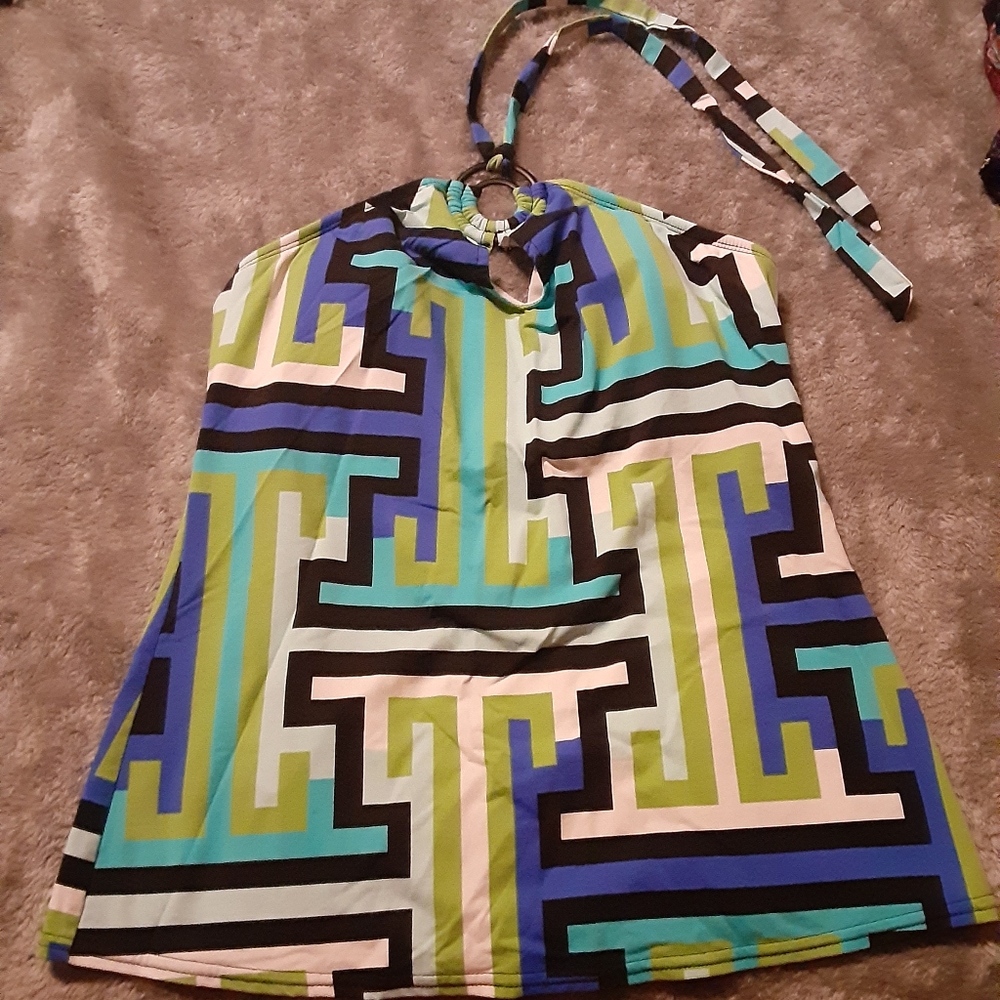 Halter swim top and skirt set